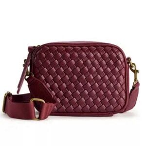 Sonoma Goods For Life Maroon Jada Woven Crossbody Camera Bag